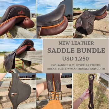 OFFER!!! New Leather Saddle Bundle, Saint Spirit Champion, Florencia, Jumping Saddle, Houston
