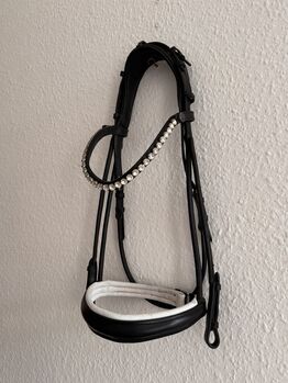 Bridlery Trense rundgenäht WB | weiß unterlegt | 2 Strass-Stirnriemen | gepflegt Bridlery  Bridlery Trense Classic