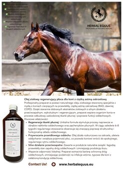 Olej ziołowy DEEP BREATH & LUNG REGENERATION dla koni z RAO, Herbal EQUUS DEEP BREATH & LUNG REGENERATION, Herbal EQUUS, Pasza i suplementy dla koni, Drawsko Pomorskie