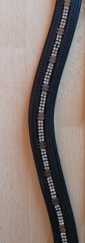 Leder-Stirnband, Stirnriemen mit Glitzersteinen / Glücksklee, 42 cm, schwarz; 4 Horse 4 Horse