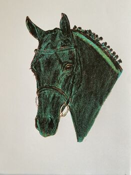 Pferdeportrait Diarado direkt von der Künstlerin, Pferdebild, Pferdeportrait vom Holsteiner Hengst Diarado, Birgit Fehlhaber , Sonstiges, Büdingen 