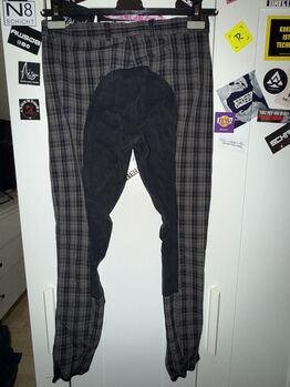 karierte grau schwarze Reithose- Vollbesatz Loesdau