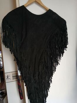 Poncho aus echtem Wildleder in schwarz