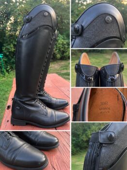 QHP Hailey Lederreitstiefel Gr. 39R | Glitzer & Lack | neuwertiger Zustand