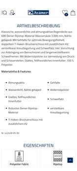 Regendecke 165, 0 Gramm Krämer