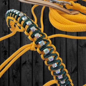 Handgefertigtes Strass Knotenhalfter WARMBLUT mit Bodenarbeitsseil