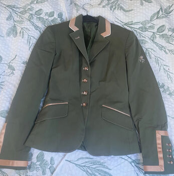 Beautiful green and Rose gold Bespoke Flying changes show jacket Flying changes Short jacket