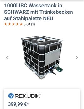 Schwarze IBC Tränke 1000l NEU Rekubik  IBC Fass mit Tränke