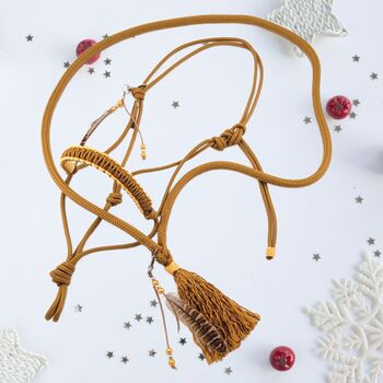 Set in Caramel und Gold Knotenhalfter und Halsstrick COB, Maya (Swisshorseshop), Halters, Frauenfeld