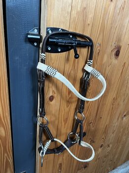 Sidepull mit Rohhaut, Norton Pro tresse, L. Anders, Bitless Bridles, Gondenbrett