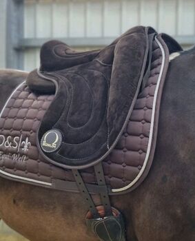 SIGNUM Riding Pad Brown Size M – As New in Suede Look, SIGNUM, john, Dressage Pads, Wilmington