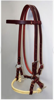 Sidepull Harnessleder Double Rope Noseband aus Latigo Leder, Jenny , Ogłowia bezwędzidłowe, Walkenried