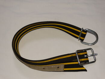 Stabieles Pferdehalsband/Kuhhalsband ca. 75-110 cm Nylon Lederverstärkt schwarz