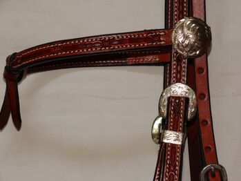 Stonedeek COB Western-Kopfstück Easy Change Latigo NP70€ VB Vollblut Westerntrense punziert graviert STONEDEEK Easy Change