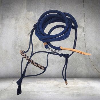 Tolles Knotenhalfter PONY mit Strick Marineblau und Beige, Maya (Swisshorseshop), Halters, Frauenfeld