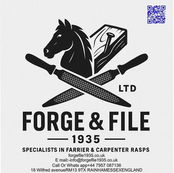 one piece 12" Hand stitched horse hoof-farrier- equestrian rasp- animal -precision HOOF rasp Forgefile1935 Ltd 12 inches handmade hand stitched rasp