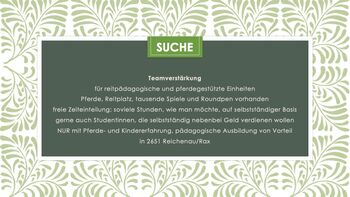 Teamverstärkung gesucht - Reitpädagogische Einheiten