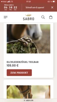 Zügel von Sabro Sabro Elchleder, teilbar, original verpackt, 3,20m