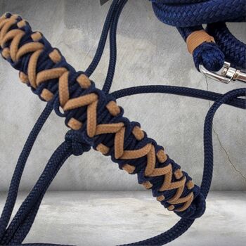 Tolles Knotenhalfter PONY mit Strick Marineblau und Beige