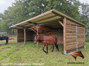 Top-Angebot: Offenstall & Weideunterstand / Pferdeunterstand mit Fressgittern - Laufstall für Pferde AUSSENBOXEN Pferdeunterstand - Weideunterstand - Unterstand - Offenstall bauen