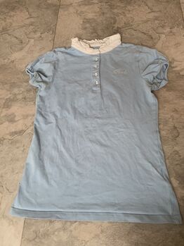 Turniershirt S blau Strass, Pauline Ritt, Turnierbekleidung, Bickenbach 