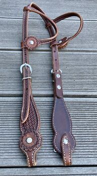 Zweiohrtrense Western mit Kinnriemen und Zügel, Birgit, Bridles & Headstalls, Bischofsmais