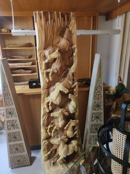 Pferde Skulptur Unikat aus echt Holz Holz  Pferde Skulptur 