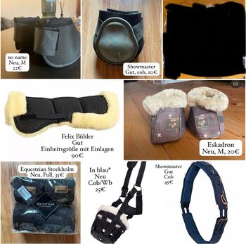 Verschiedene Reitsportartikel, Pad, Bandagen, Streichkappen, Longiergurt Showmaster, Eskadron, Equestrian Stockholm 