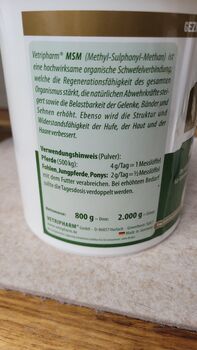 Vetripharm MSM Pulver 800 Gramm Dose Vetripharm MSM