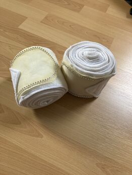 Weiße Bandagen mit Glitzer am Klettverschluss, Gr. Warmblut/L/Full Felix Bühler