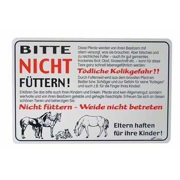 Warnschild Kolikgefahr - Bitte nicht füttern, Una (Horse-design), Weidezaunzubehör, Rot am See