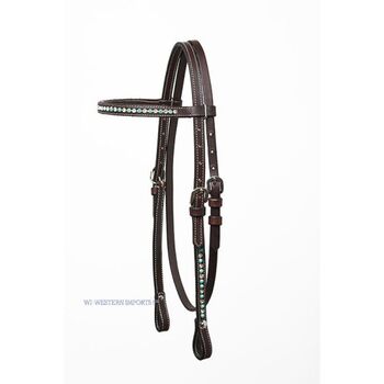 Westerntrense Headstall Zuni Design Braun Leder Glitzer HS-D-128-SOP Western Imports Headstall Zuni Glitzer