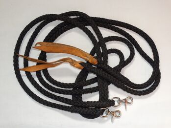 Westernzügel offen 2,45 m Schwarz Nylon mit Snaps Western Zügel mit Zügelsnaps
