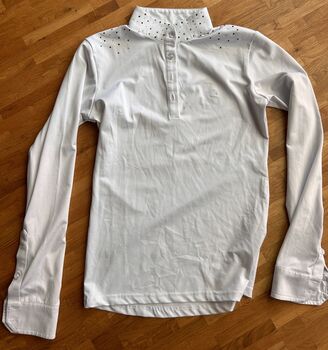 Weißes Langsarm-Reitshirt. Gr. 34 von QHP QHP