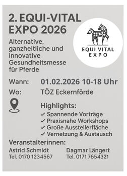 Werde AusstellerIn auf der 2. EQUI-VITAL-EXPO
