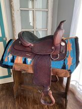 14.5” Timber Ridge Western Saddle w/ Aztec Basketweave Leather Tooling Timber Ridge Saddlery