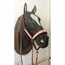 Bordeauxfarbenes Pferde Halfter-Set mit Strick Größe Warmblut aus Paracord Knotenwerke Handmade