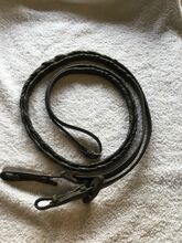 Brown plaited leather reins Shires