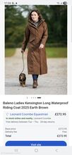 Belano long waterproof riding coat size 16 Belano  Kensington 