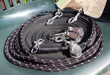 Doppellonge mit 4 abnehmbaren Umlenkrollen, ca.18m, teilbar