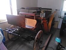 Einspannige, aufgearbeitete Kutsche; Scheibenbremsen; Original Wagenräder (Holz, Eisenbeschlag) Jagtkutsche