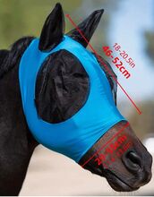Fliegenmaske Pony hellblau mit Ohren – elastisch Mückenschutz Pferd neu unbekannt