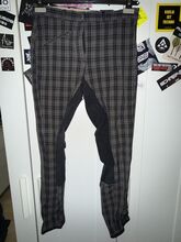 karierte grau schwarze Reithose- Vollbesatz Loesdau