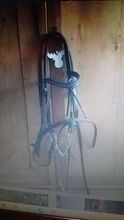 hkm trense neu echt leder schwarz mit steinchen stirnband größe warmblut neu HKM