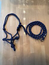 Knotenhalfter mit passendem Führstrick von GHP Größe Pony Blau GHP Knotenhalfter und Strick 