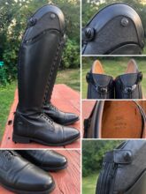 QHP Hailey Lederreitstiefel Gr. 39R | Glitzer & Lack | neuwertiger Zustand