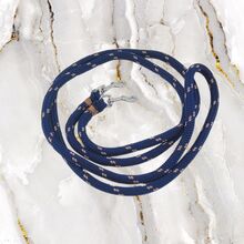 Handgefertigte 12 mm dicke Zügel Marine mit Beige 300 cm