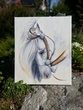 Pferd Weiss Silber handgemalt