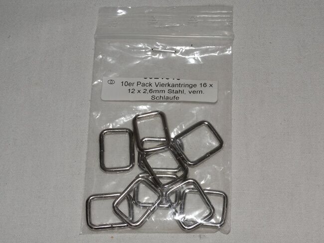 10x Vierkantringe 16x12x2,6mm Stahl vernickelt für Westerntrense Kopfstück Kinnriemen Western Trense, Anne, Sonstiges, Wahrenholz