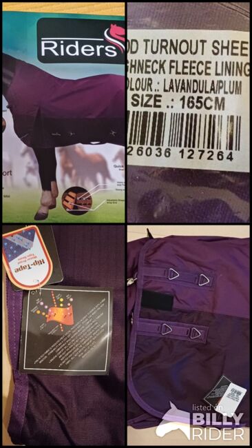 120€% 600D Highneck Regendecke m. Fleece Riders King lavendel lila 165cm, Riders King 600D Highneck Regendecke personalisierbar mit Fleece, Reitartikelbörse (Reitartikelbörse - Onlineshop für Wanderreiter), Derki dla konia, Grevenbroich, Image 11